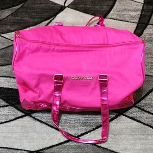 VINTAGE VICTORIA SECRET 2012 PINK CANVAS PINK SHINE LARGE TRAVEL DUFFEL …